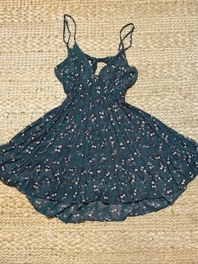 Angie Mini Tiered Dress Green/Multi Medium